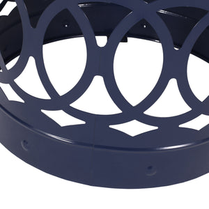 English Elm Outdoor Powder-coated Iron Nesting Accent Tables Set of 2 Laser-cut Circle Design Navy Blue 73606.00NBLU