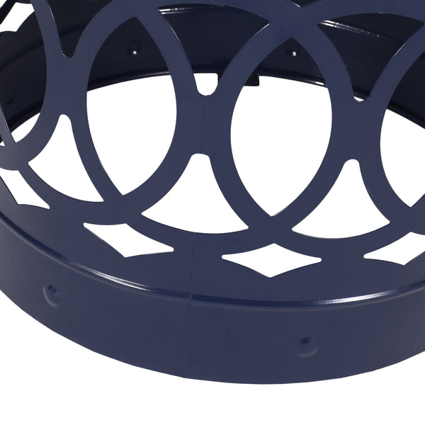 English Elm Outdoor Powder-coated Iron Nesting Accent Tables Set of 2 Laser-cut Circle Design Navy Blue 73606.00NBLU