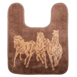 Hiend Accents 3-horse Contour Rug - Stunning Wild Horses Design, Premium Acrylic, Slip-resistant, Easy Care Decor Tan,Brown 100% Premium Arylic,Latex Backing Bc3003