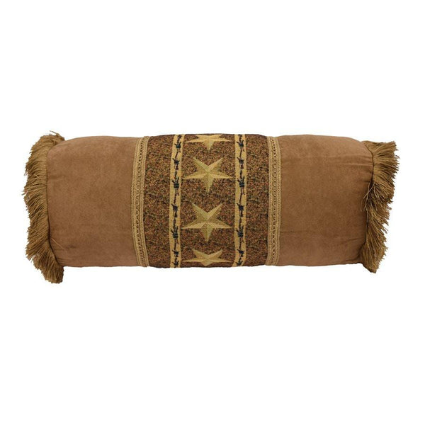 Hiend Accents Barbwire Star Neckroll Pillow - Rustic Elegance With Woven Designs For Western-themed Decor Upgrade Tan  Ws2011p7