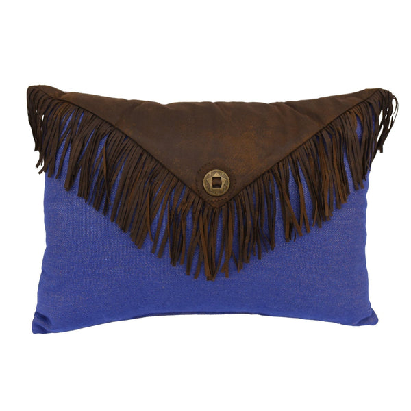 Hiend Accents Envelop Fringe Pillow - Chic Western Accent With Luxurious Faux Leather And Playful Fringe Details   Ws3078p4-os-bl