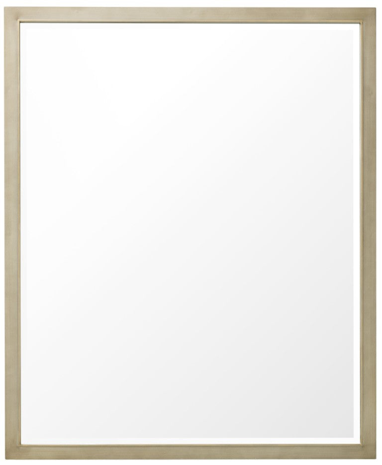 Hooker Furniture Melange Hair-On-Hide Rectangular Mirror With Satin Brass Trim, Beveled Glass For Entryway Drama 628-50748-15