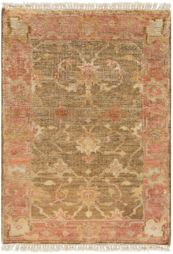 Hillcrest HIL-9004 2' x 3' Handmade Rug HIL9004-23  Burgandy, Charcoal, Brown, Light Brown, Olive, Wheat Surya