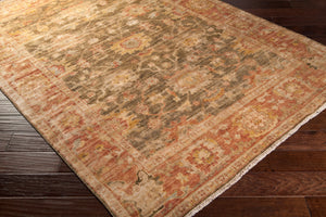 Hillcrest HIL-9004 8' x 11' Handmade Rug HIL9004-811  Burgandy, Charcoal, Brown, Light Brown, Olive, Wheat Surya