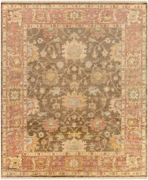 Hillcrest HIL-9004 7'9" x 9'9" Handmade Rug HIL9004-7999  Burgandy, Charcoal, Brown, Light Brown, Olive, Wheat Surya