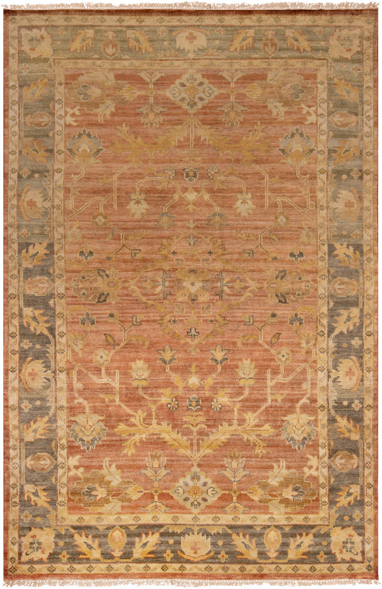 Hillcrest HIL-9009 5'6" x 8'6" Handmade Rug HIL9009-5686  Brown, Charcoal, Olive, Wheat, Mustard, Burgandy Surya