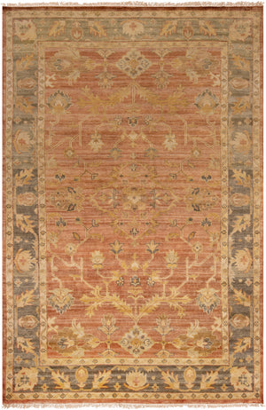 Hillcrest HIL-9009 5'6" x 8'6" Handmade Rug HIL9009-5686  Brown, Charcoal, Olive, Wheat, Mustard, Burgandy Surya