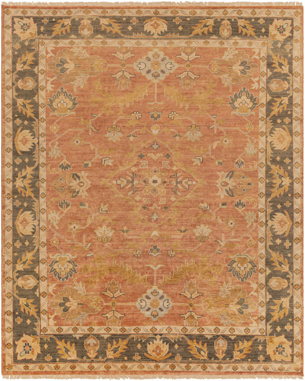 Hillcrest HIL-9009 7'9" x 9'9" Handmade Rug HIL9009-7999  Brown, Charcoal, Olive, Wheat, Mustard, Burgandy Surya