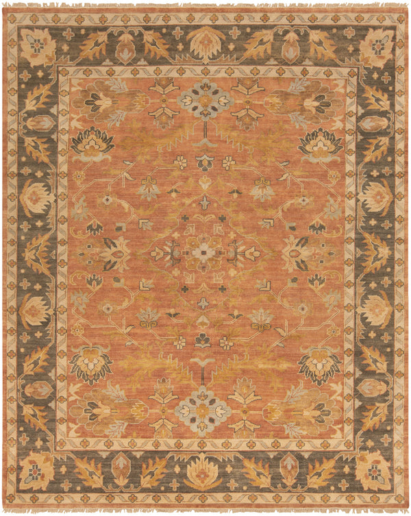 Hillcrest HIL-9009 8' x 11' Handmade Rug HIL9009-811  Brown, Charcoal, Olive, Wheat, Mustard, Burgandy Surya