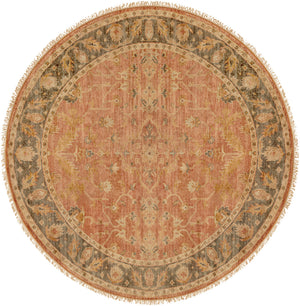 Hillcrest HIL-9009 8' x 8' Round Handmade Rug HIL9009-8RD  Brown, Charcoal, Olive, Wheat, Mustard, Burgandy Surya