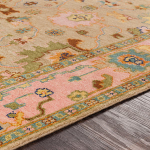 Hillcrest HIL-9043 8' x 11' Handmade Rug HIL9043-811  Dusty Pink, Light Brown, Sky Blue, Olive, Brown, Navy Surya
