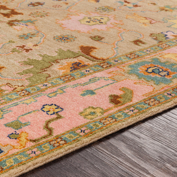 Hillcrest HIL-9043 8' x 11' Handmade Rug HIL9043-811  Dusty Pink, Light Brown, Sky Blue, Olive, Brown, Navy Surya