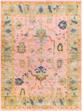 Hillcrest HIL-9044 8' x 11' Handmade Rug HIL9044-811  Seafoam, Bright Yellow, Dusty Pink, Peach, Dark Blue, Brown Surya