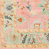 Hillcrest HIL-9044 8' x 11' Handmade Rug HIL9044-811  Seafoam, Bright Yellow, Dusty Pink, Peach, Dark Blue, Brown Surya