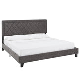 Homelegance By Top-Line Terrell Black Finish Frame with Velvet Fabric Platform Bed Grey Velvet