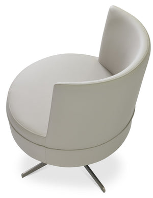 Soho Concept Hilton Lounge Swivel Chair - Soft Leatherette, 4-star Brass Base, 2-year Guarantee, 400 Lbs Capacity Bone  Soho-concept-dining-chair-12098