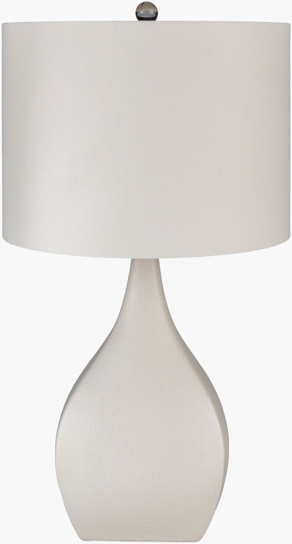Surya Hinton 26" Modern Accent Table Lamp - Stylish Crystal & Ceramic Design For Living Room & Bedroom Body, Cream,Finial, Clear,Harp, Metallic ,Nickel Ceramic,Linen,Polyester,Crystal Hin-002