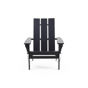 English Elm Zuma Solid Acacia Foldable Adirondack Chair Rustic Outdoor Lounger for Deck or Patio Black 68319.00BLK