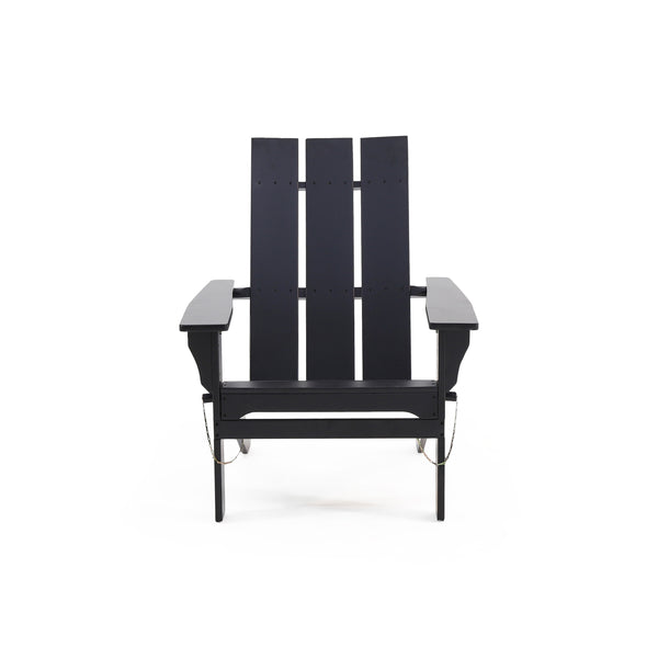 English Elm Zuma Solid Acacia Foldable Adirondack Chair Rustic Outdoor Lounger for Deck or Patio Black 68319.00BLK