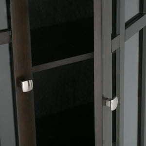 English Elm Bedford Medium Storage Cabinet - Handcrafted Dark Tobacco Brown With Glass Doors & Adjustable Shelves B136P158117