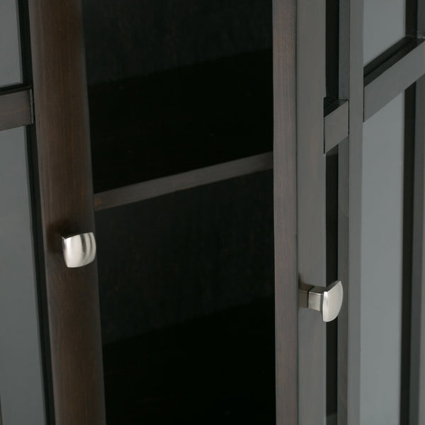 English Elm Bedford Medium Storage Cabinet - Handcrafted Dark Tobacco Brown With Glass Doors & Adjustable Shelves B136P158117