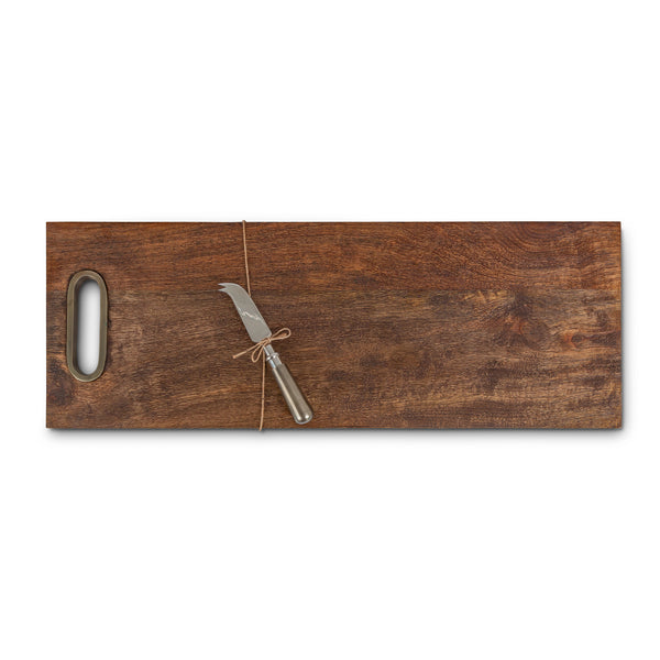 Mango Wood Cutting Board with Cheese Knife, 22" EAW95963 Park Hill
