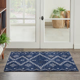 Nourison Brixton BRX01 Machine Made Loom-woven Tribal Border Indoor Only Modern & Contemporary Bohemian Rug Navy, Navy 64% Polyester,34% Cotton,2% Other 99446887214