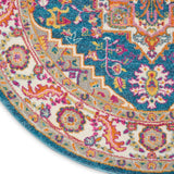 Nourison Passion PSN20 Machine Made Power-loomed Floral Border Indoor Only Bohemian  Rug Teal Multicolor, Teal Multicolor 100% Polypropylene 99446765260