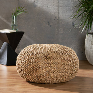 English Elm Christopher Knight Home® - HANDMADE JUTE POUF Natural Cable Knit Boho Accent Seat & Footrest – Versatile Handmade Décor Cushion 72308.00