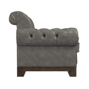 Homelegance By Top-Line Euphemie Tufted Rolled Arm Chesterfield Chair Grey Polished Microfiber