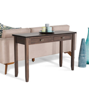 English Elm Artisan Console Sofa Table - Handcrafted Natural Aged Brown With Drawers For Stylish Storage & Display B136P158697
