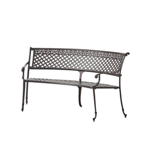 English Elm Tahoe Curved Cast Aluminum Outdoor Bench with Diamond Pattern and Copper Finish N773P348377C