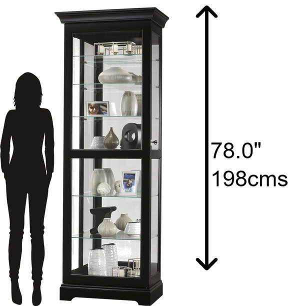 Hekman Furniture 680578 Howard Miller Martindale Iii Black Curio Cabinet - Elegant Design & Adjustable Glass Shelves Black Satin Martindale Iii Curio Cabinet 680578