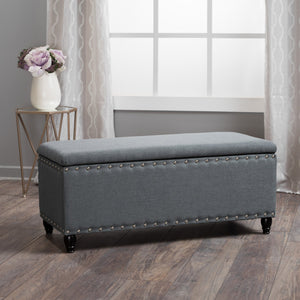 English Elm Storage Ottoman Bench with Hinged Lid Padded Seat Living Room Coffee Table 60581.00CCL