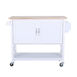 Christopher Knight Home® - Noble House - Finzer Farmhouse Kitchen Cart with Wheels, White and Natural