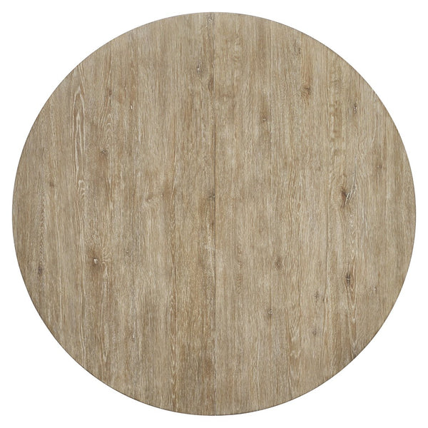 Bernhardt Bernhardt Tribeca Round Dining Table With 20" Leaf, White Oak Aurum Finish & Textured Steel Accents K2007