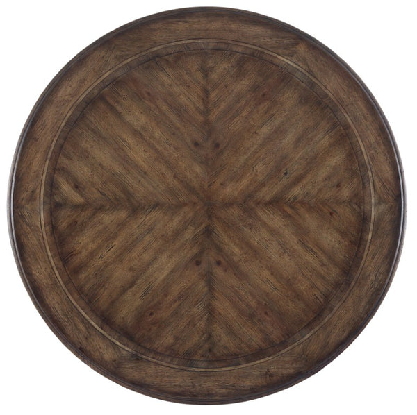 Hooker Furniture Rhapsody 72" Round Dining Table With Urn Pedestal, Distressed Walnut Finish, Seats 8, Timeless Charm Dark Brown 5070-75213