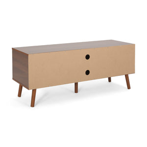 English Elm Tv Stand Mid-century Modern with Splayed Pine Legs and Three Staggered Storage Drawers 66758.00WALNWHT