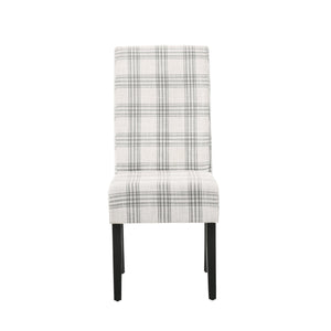 English Elm Christopher Knight Home® - DINING Chair with Plush Fabric Upholstery, Rubberwood Legs, Contemporary Minimalist Comfort and Style Grey Plaid 60162.00GRYPLD
