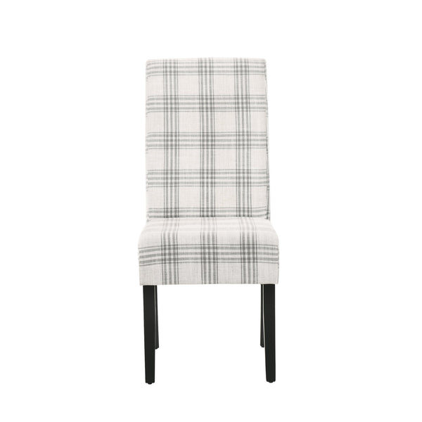English Elm Christopher Knight Home® - DINING Chair with Plush Fabric Upholstery, Rubberwood Legs, Contemporary Minimalist Comfort and Style Grey Plaid 60162.00GRYPLD