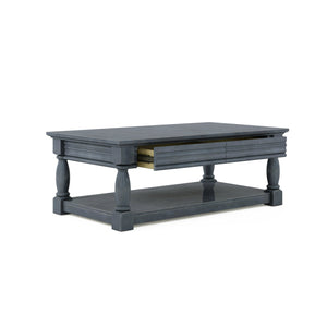 A.R.T. Furniture Alcove Rectangular Cocktail Table In Slate Finish With Hidden Drawers And Classic Traditional Style Blue Acacia Solids,Maple Veneers 321300-2821