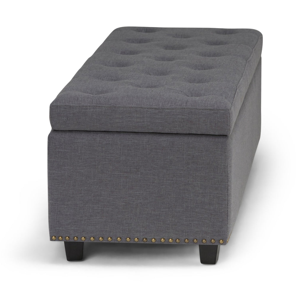 English Elm Hamilton Storage Ottoman - Stylish Slate Grey Seat With Hidden Storage For Any Room, Versatile Design B136P158174