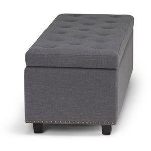 English Elm Hamilton Storage Ottoman - Stylish Slate Grey Seat With Hidden Storage For Any Room, Versatile Design B136P158174