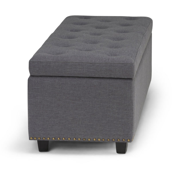 English Elm Hamilton Storage Ottoman - Stylish Slate Grey Seat With Hidden Storage For Any Room, Versatile Design B136P158174