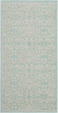 Nourison Jubilant JUB06 Machine Made Power-loomed Narrow Border Indoor Only Farmhouse Contemporary Rug Ivory Green, Aqua 100% Polypropylene 99446478238