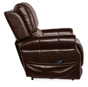 Hooker Furniture Eisley Power Recliner In Sorrento Night Seas Leather With Motorized Headrest, Lumbar & Lift Support Dark Brown RC602-PHLL4-089