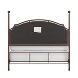 Homelegance By Top-Line Finola Cream Curved Top Cherry Brown Metal Poster Bed Black Linen