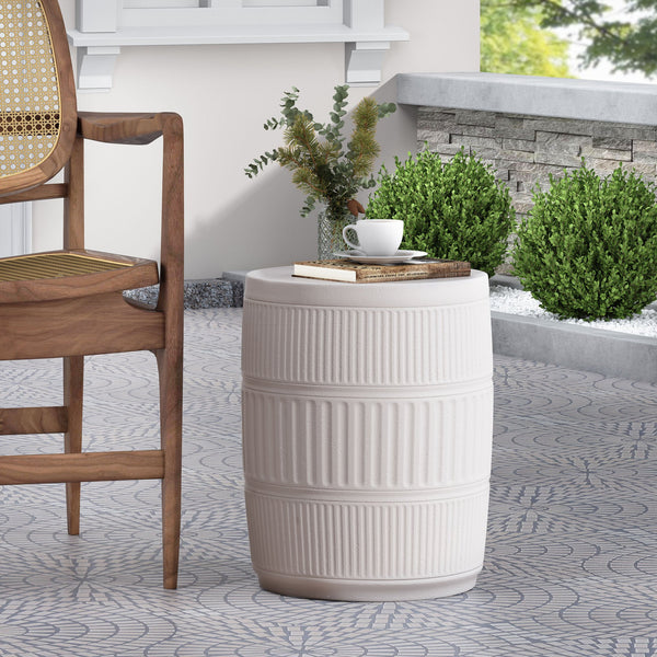 English Elm Outdoor Fluted Concrete Column Side Table Lightweight Architectural Patio Accent 73436.00