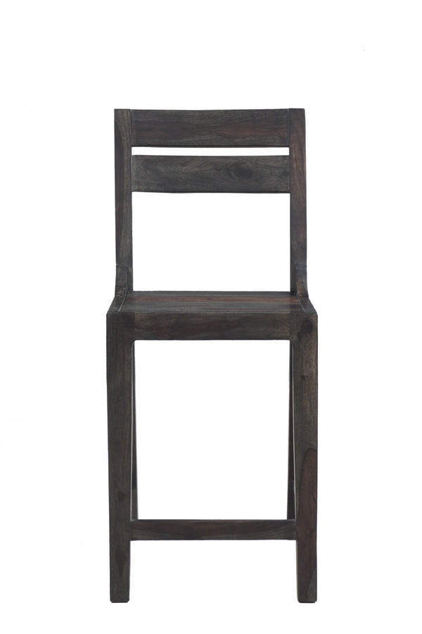 Porter Designs Porter Fall River Solid Sheesham Wood Counter Height Dining Chair Set Of 2 In Black Walnut Finish Gray Wood 07-117-11-1404o