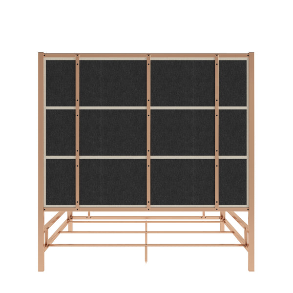 Homelegance By Top-Line Marcel Champagne Gold Canopy Bed with Linen Panel Headboard Champage Gold Metal